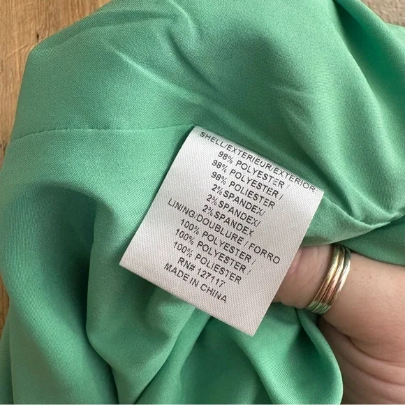 BADGLEY MISCHKA Green Blouson Sheath Dress Drapey Sleeves Cow Neck Size 16 NWOT‎ - Picture 9 of 12